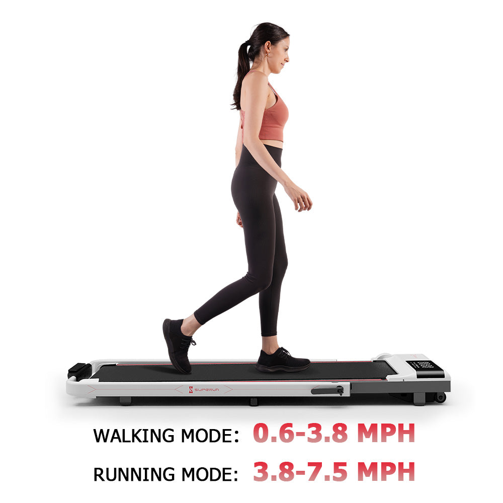 SupeRun® CT04 Foldable 2 in 1 Smart Walking Pad Treadmill with Handrail - Red