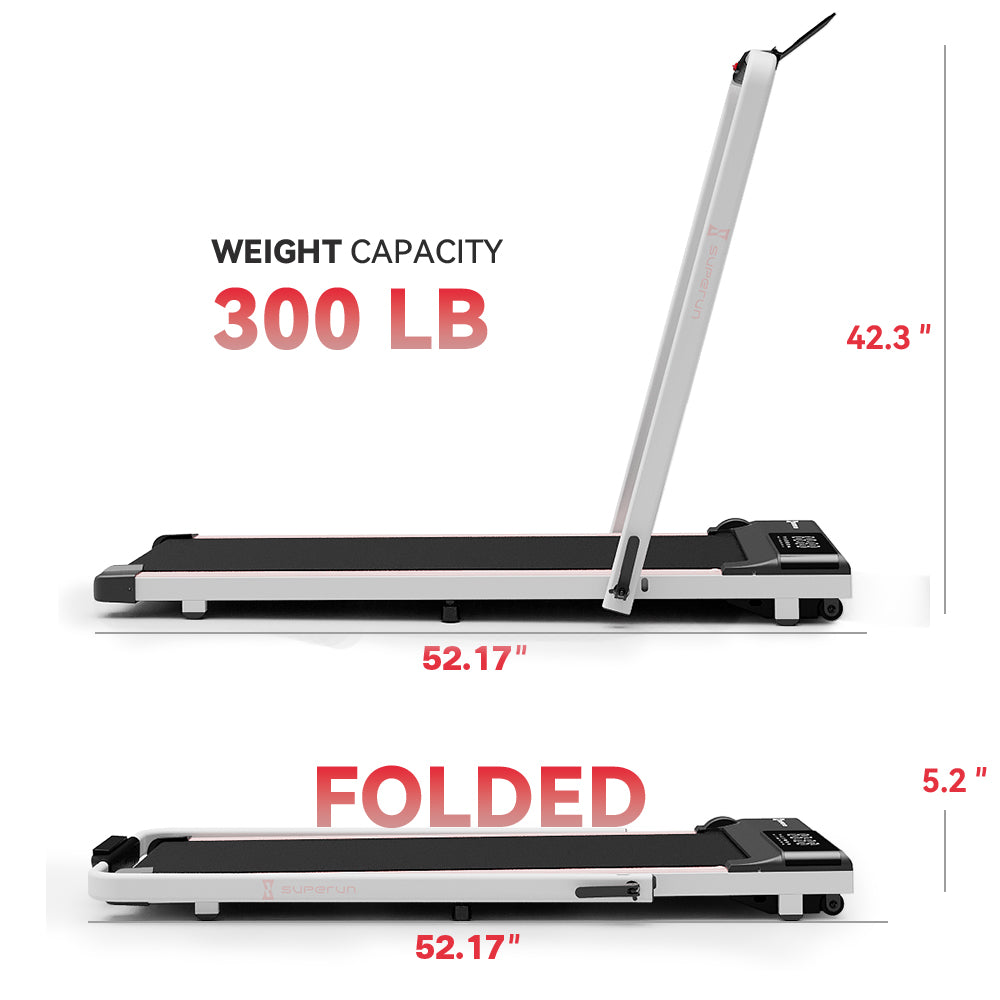 SupeRun® CT04 Foldable 2 in 1 Smart Walking Pad Treadmill with Handrail - Pink