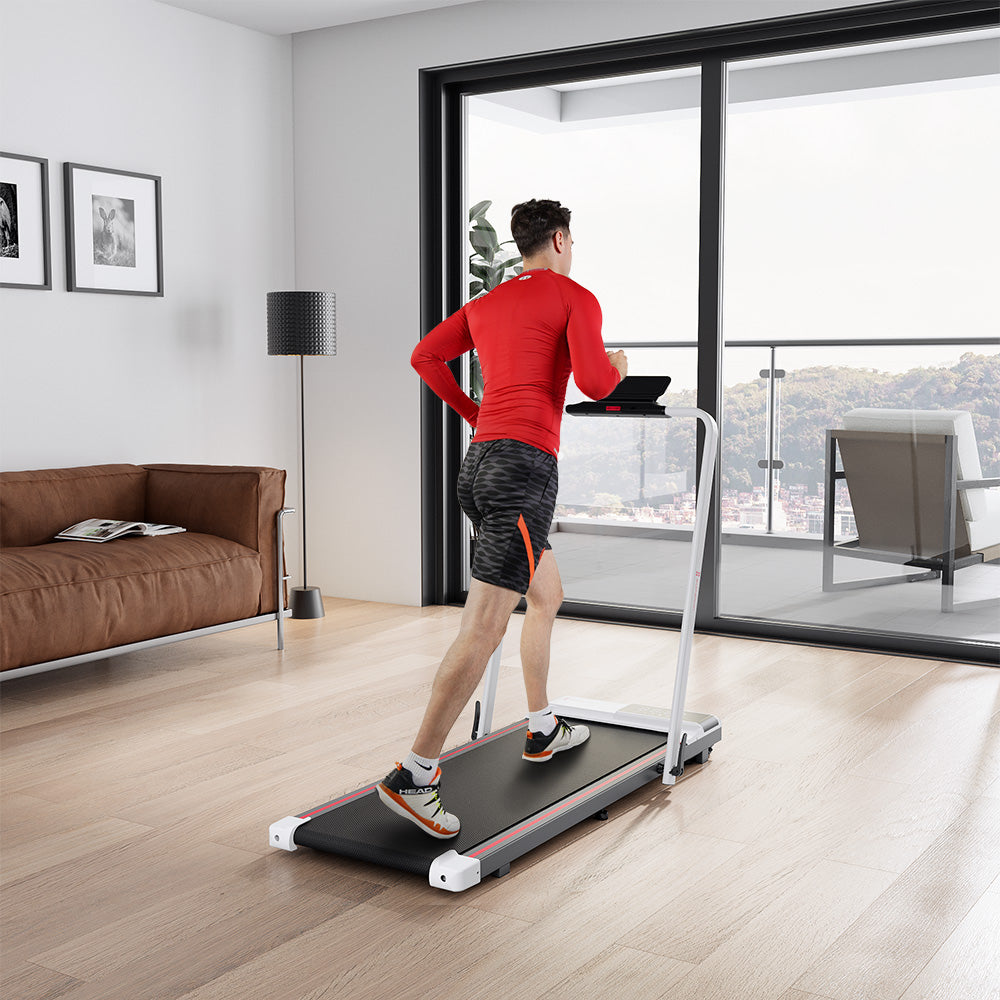 SupeRun® CT04 Foldable 2 in 1 Smart Walking Pad Treadmill with Handrail - Red