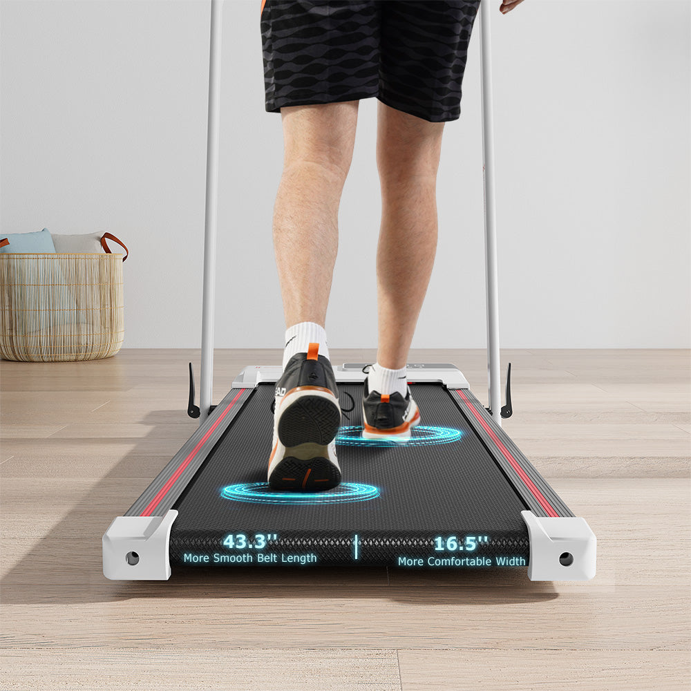 SupeRun® CT04 Foldable 2 in 1 Smart Walking Pad Treadmill with Handrail - Red