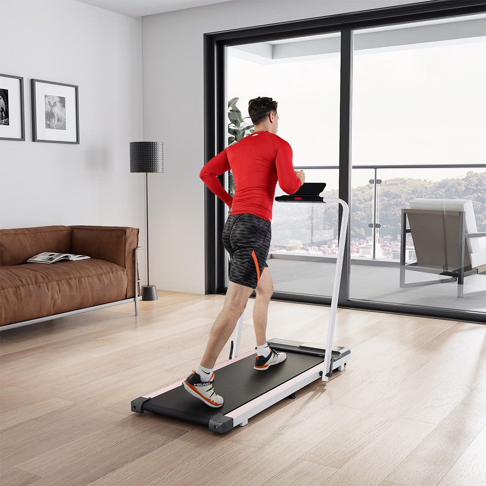 SupeRun® CT04 Foldable 2 in 1 Smart Walking Pad Treadmill with Handrail - Pink