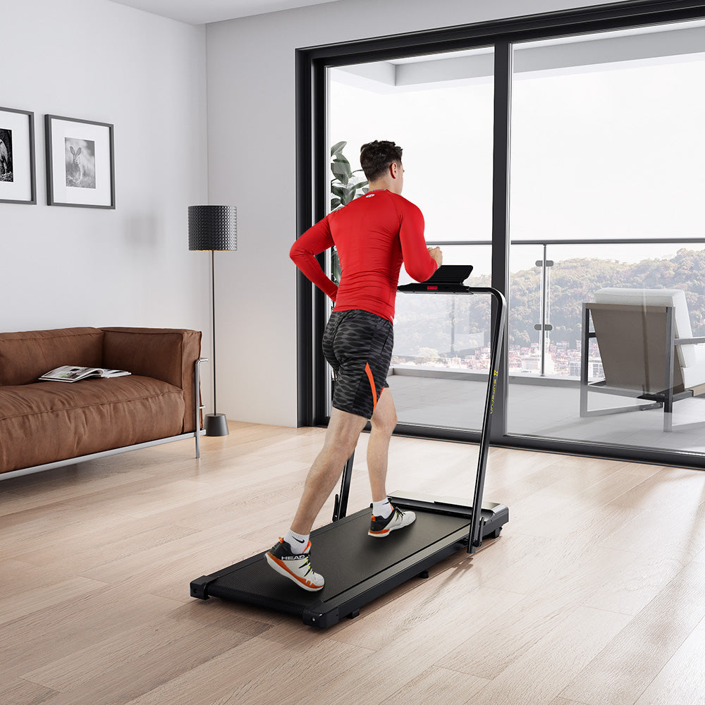 SupeRun® CT04 Foldable 2 in 1 Smart Walking Pad Treadmill with Handrail - Black