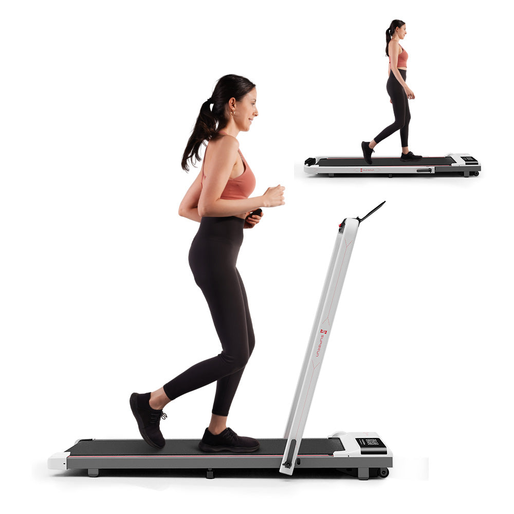 SupeRun® CT04 Foldable 2 in 1 Smart Walking Pad Treadmill with Handrail - Red