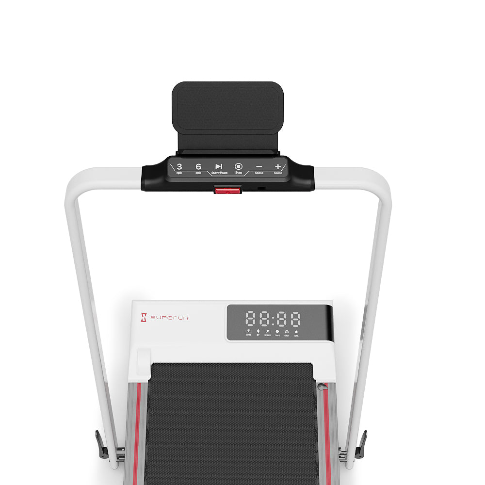 SupeRun® CT04 Foldable 2 in 1 Smart Walking Pad Treadmill with Handrail - Red
