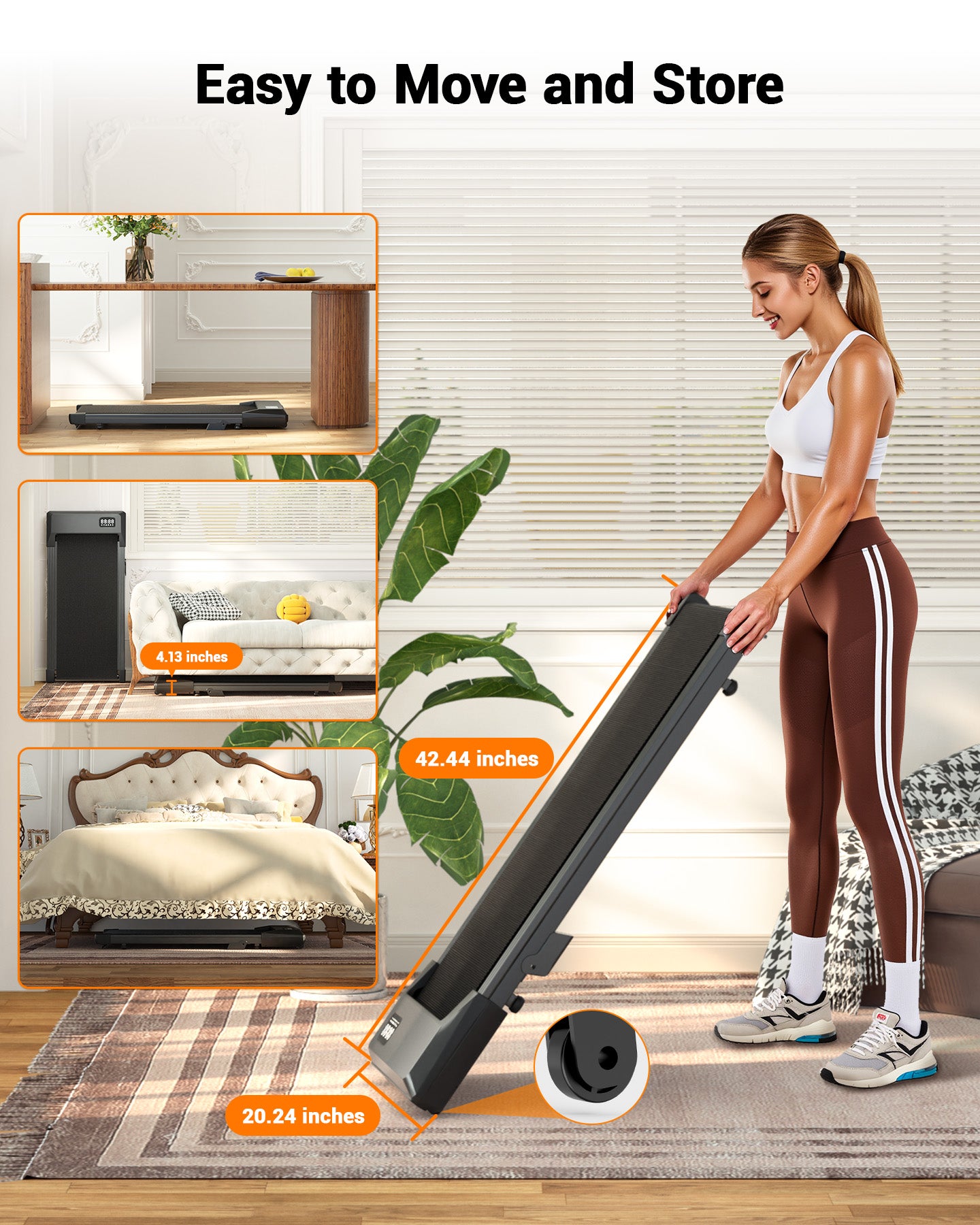 MJWW Walking Pad with 6% Incline, Under Desk Treadmill, 3 in 1 Portable Treadmill with Remote Control LED Display, 2.5 HP Quiet Walking Jogging Machine for Office Home Use, 300 Lbs Capacity(BA10-B)
