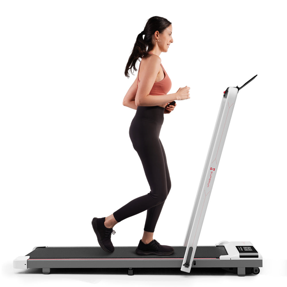 SupeRun® CT04 Foldable 2 in 1 Smart Walking Pad Treadmill with Handrail - Red