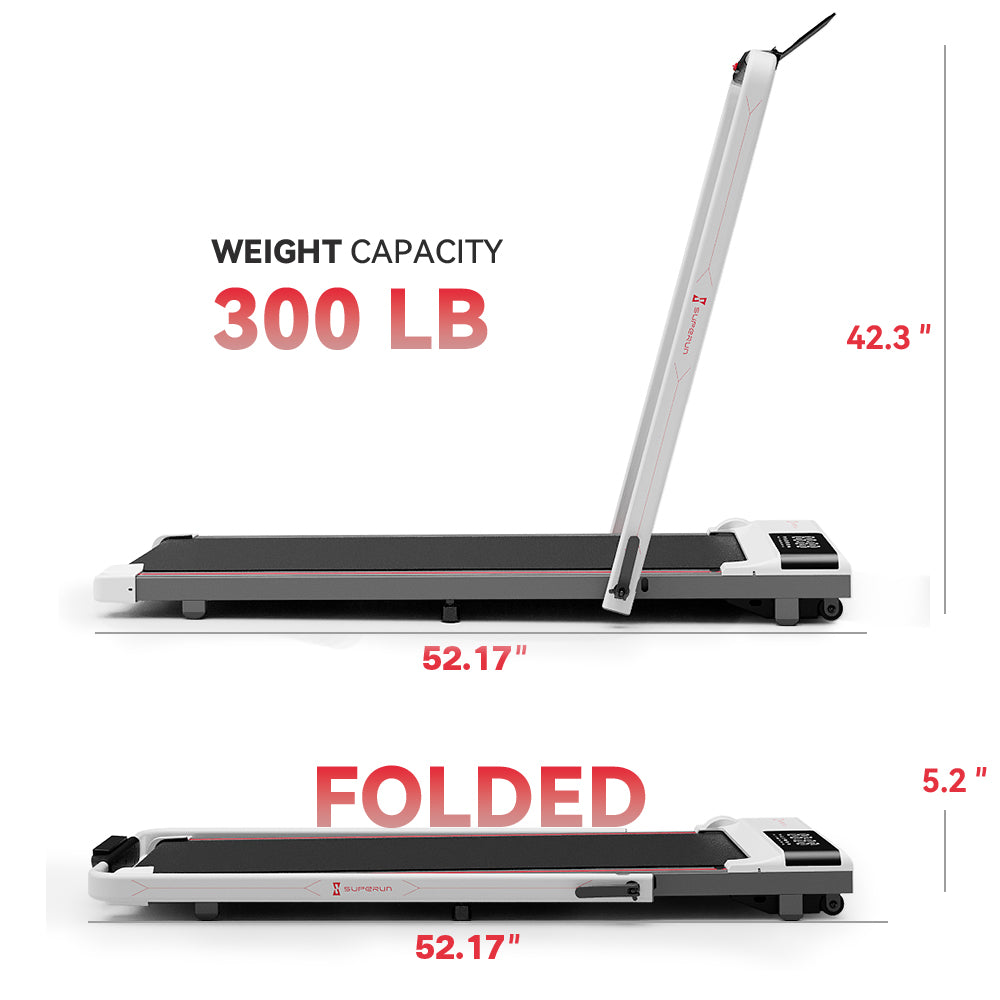 SupeRun® CT04 Foldable 2 in 1 Smart Walking Pad Treadmill with Handrail - Red