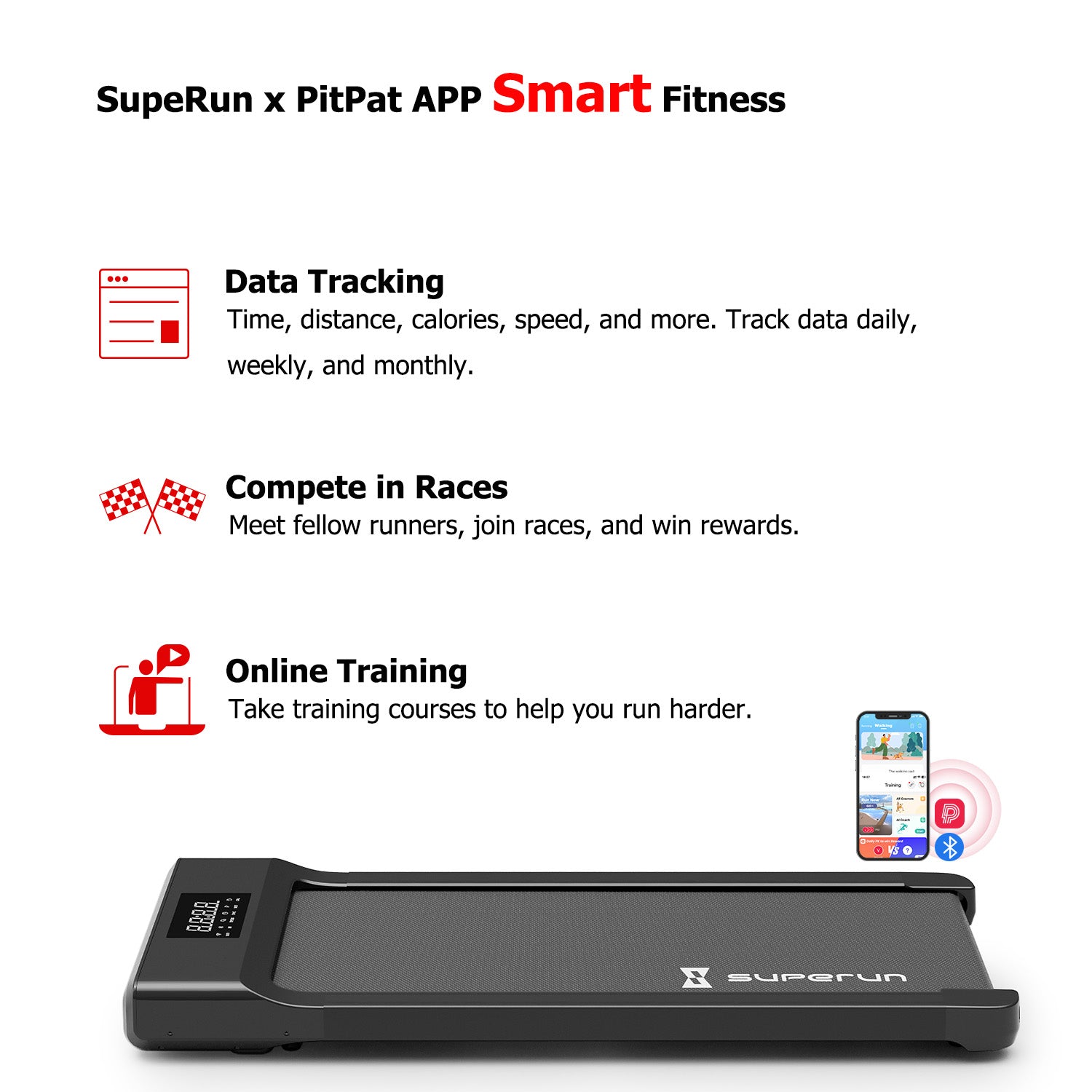 SupeRun® BA03 Smart Walking Pad Under Desk Treadmill with remote control