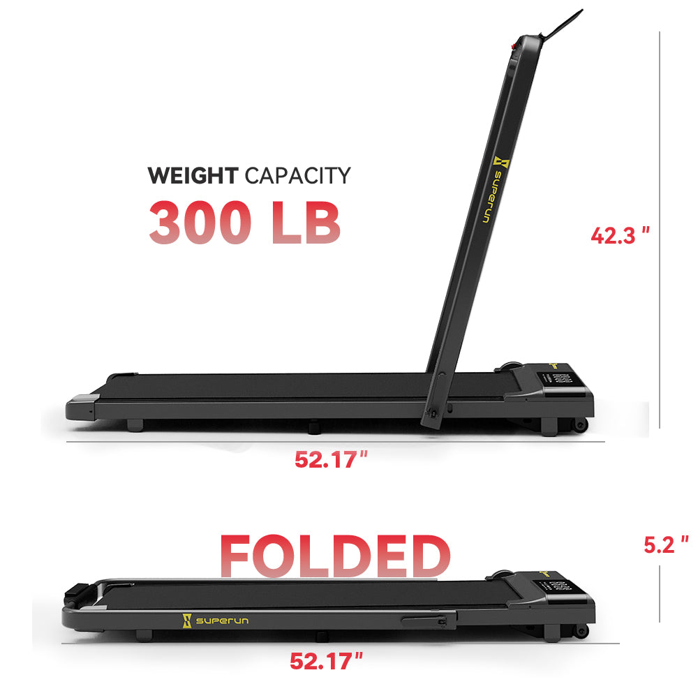 SupeRun® CT04 Foldable 2 in 1 Smart Walking Pad Treadmill with Handrail - Black