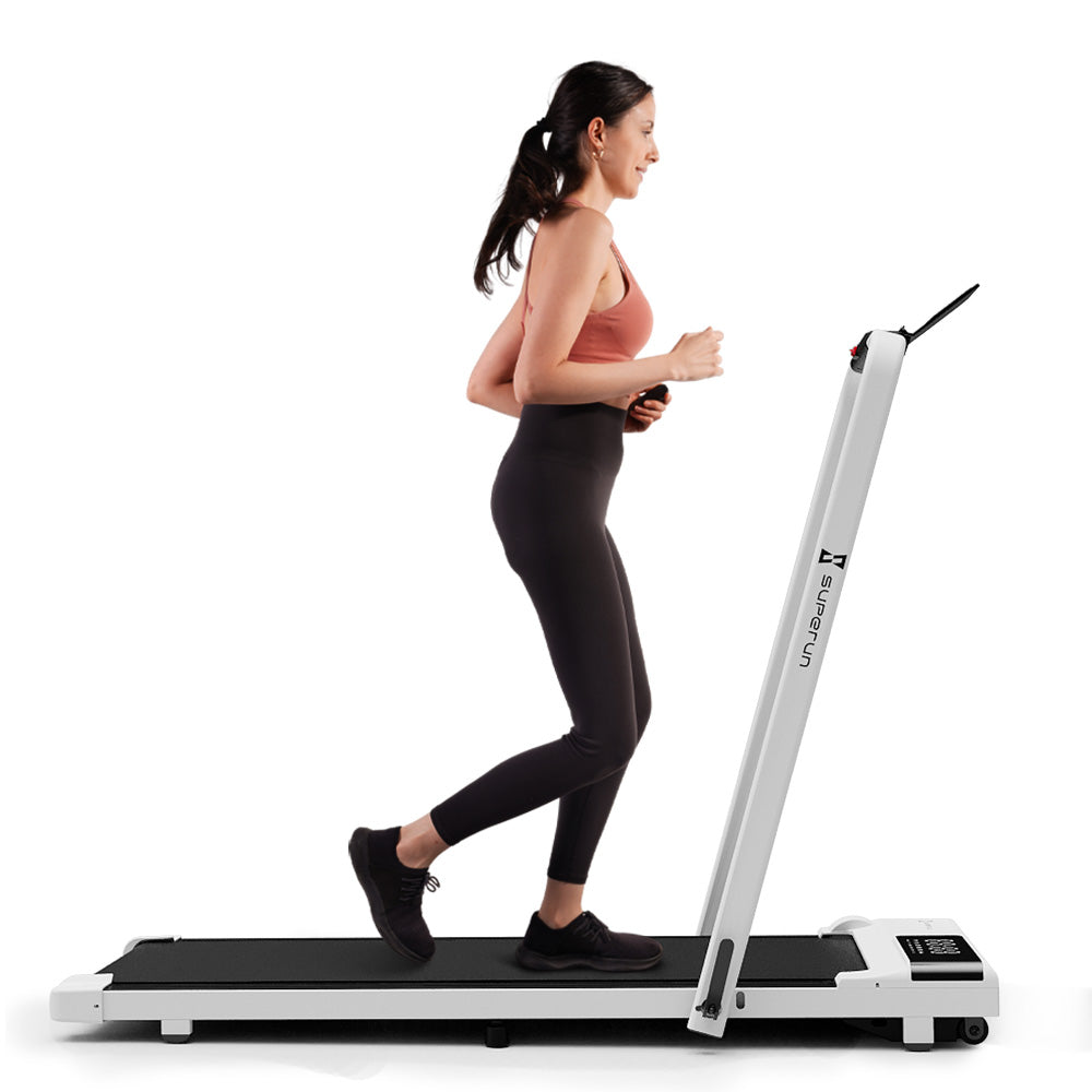 SupeRun CT04 Foldable 2 in 1 Smart Walking Pad Treadmill with Handrail White