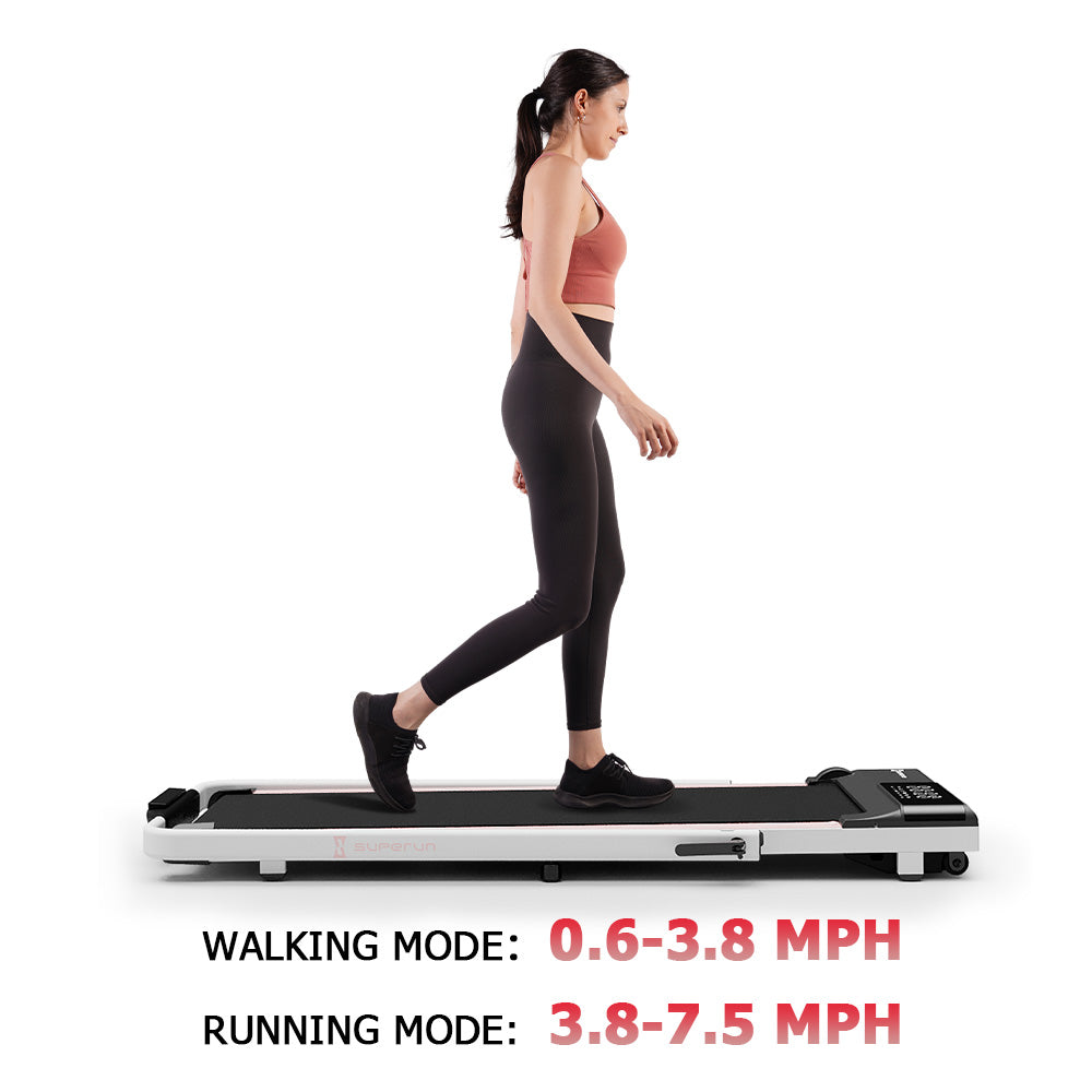 SupeRun® CT04 Foldable 2 in 1 Smart Walking Pad Treadmill with Handrail - Pink