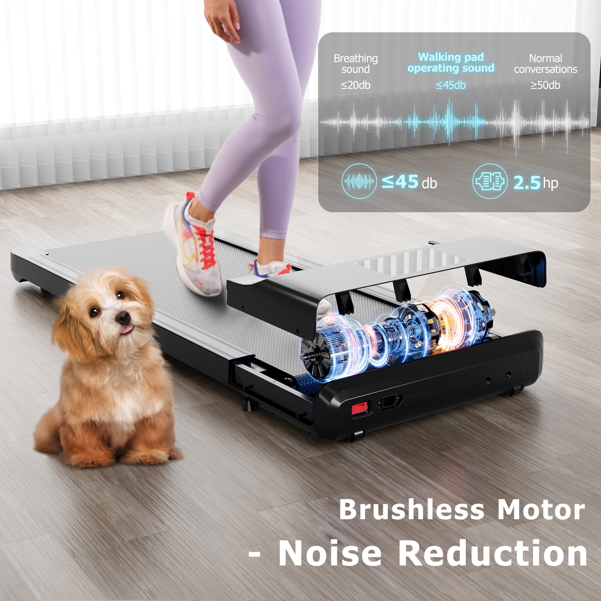 SupeRun® BA03 Smart Walking Pad Under Desk Treadmill with remote control