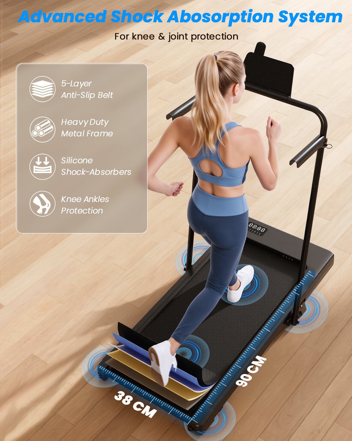 Superun Under Desk Walking Pad Treadmill – Compact Incline Home Office Fitness Walking Machine – BA09