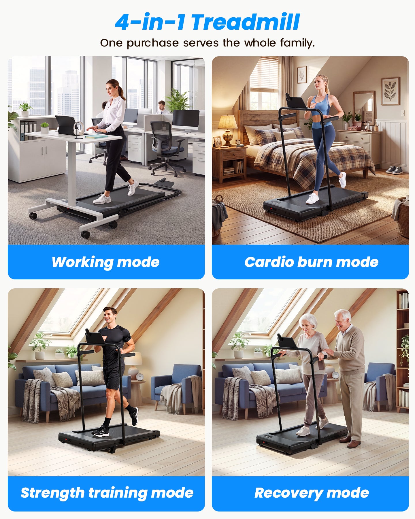 Superun Under Desk Walking Pad Treadmill – Compact Incline Home Office Fitness Walking Machine – BA09