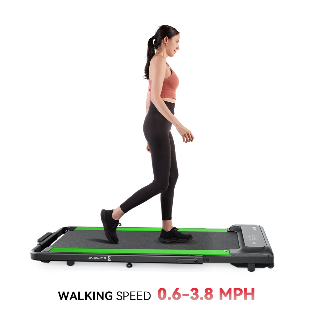 SupeRun® CT04 Foldable 2 in 1 Smart Walking Pad Treadmill with Handrail - Green