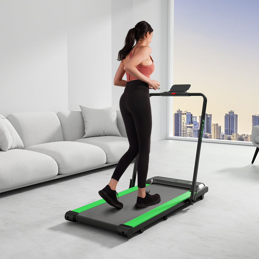 SupeRun® CT04 Foldable 2 in 1 Smart Walking Pad Treadmill with Handrail - Green