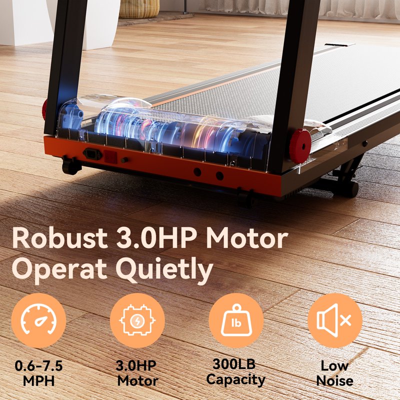 MJWW 4-in-1 Treadmills for Home with Incline and Handles, Folding Treadmill Running Machine for Small Spaces 300 LB 3.0 HP 7.5 MPH Foldable Treadmill with Smart APP（AS03R-A）