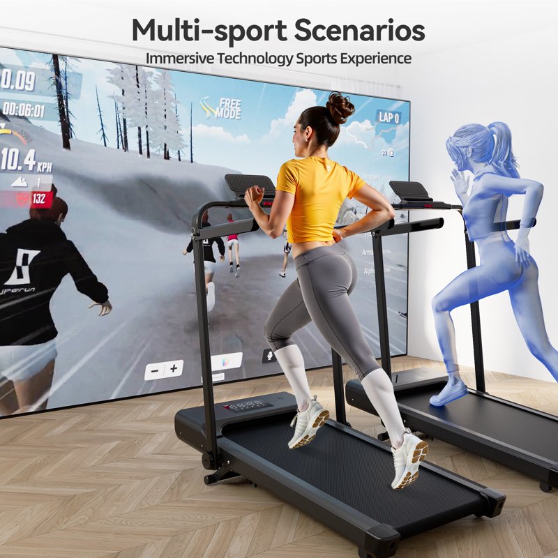 MJWW 3 in 1 Folding Treadmills for Home, 3.0HP Powerful and Quiet Under Desk Treadmill, 300 lbs Capacity Foldable Walking Pad Treadmill with Remote Control and Space Saving, Free Installation（CT03B）