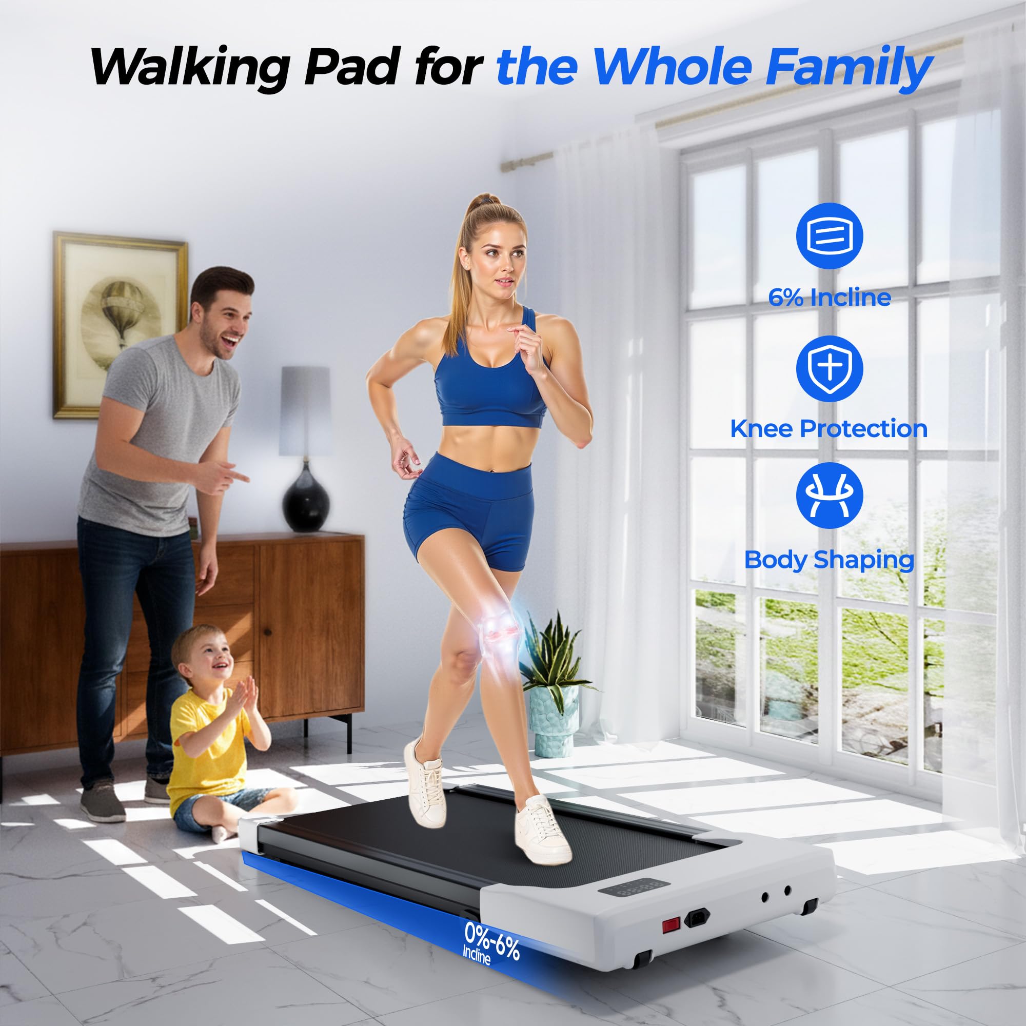 Superun BA09 Under Desk Treadmill,Walking Pad（belt length: 90cm）（694743407570；769261721184）