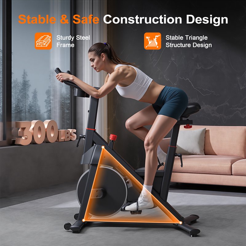 MJWW Exercise Bike-Pro, 32-Level Magnetic Resistance Stationary Bikes for Home, Low Noise 300LBS Weight Capacity Workout Cycling Bike for Home Gym, LCD Monitor, Cup Holder（S1）