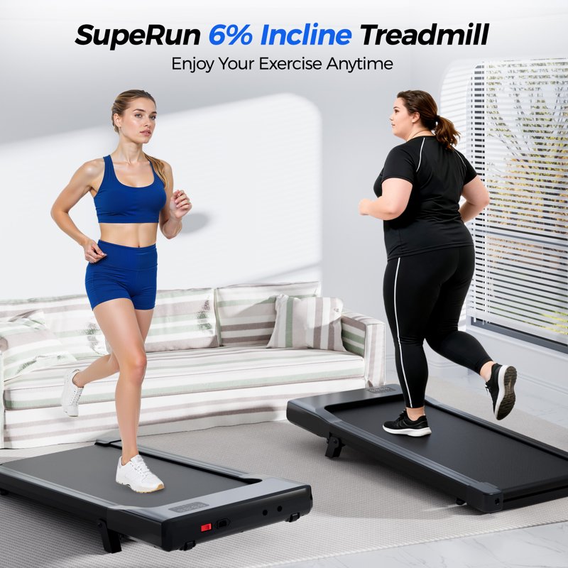MJWW 6% Walking Pad with Incline,No-Assembly Walking pad Treadmill with APP and Remote Control,LED Display,2.5 HP Quiet Under Desk Treadmills,300 lbs Capacity（BA09-B）