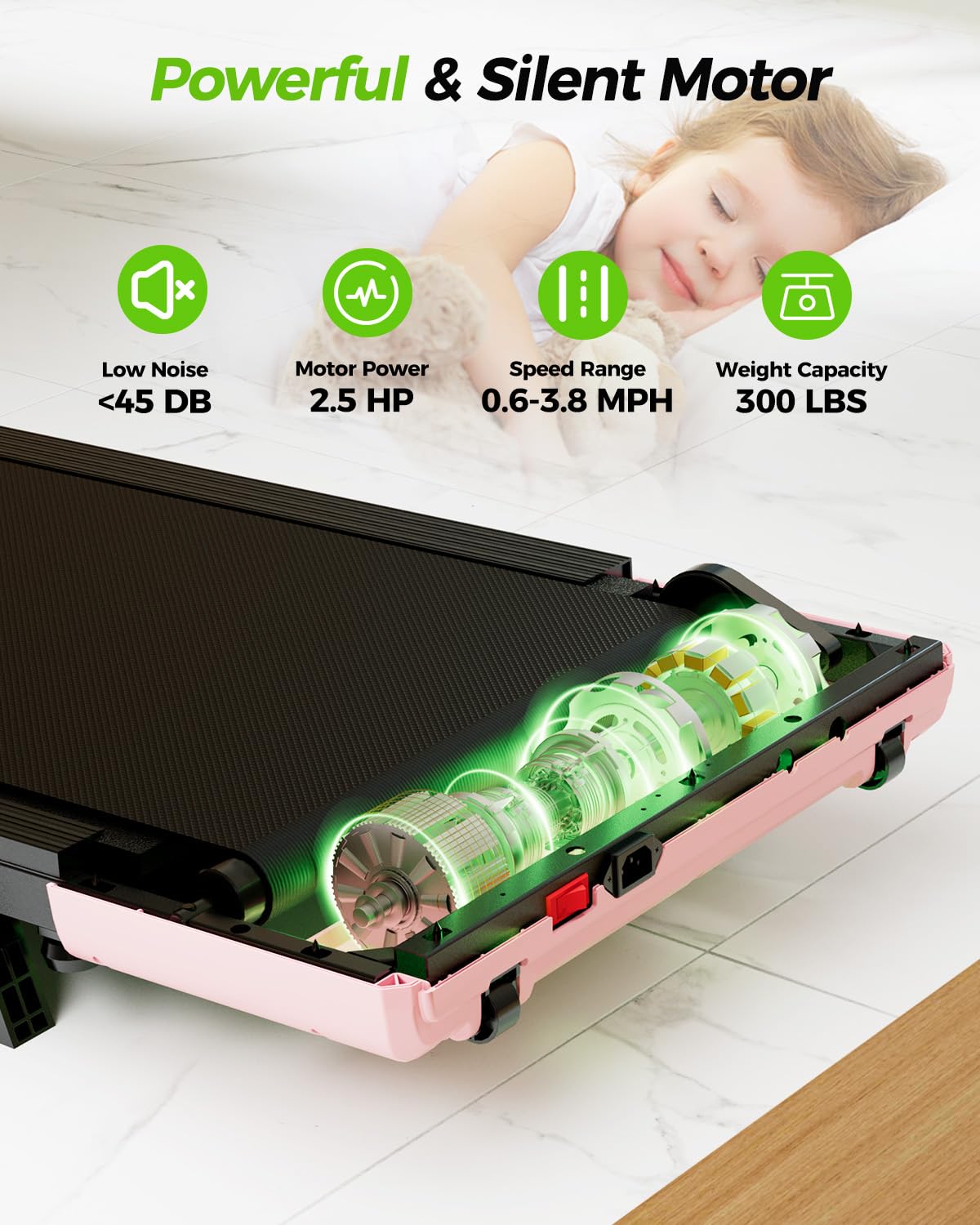 Superun® BA16 Under Desk Treadmill,Walking Pad（belt length: 90cm）（199874670034; 199874510422）