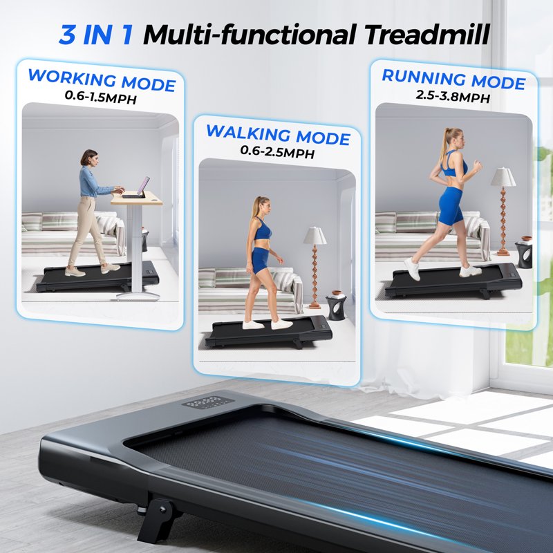 MJWW 6% Walking Pad with Incline,No-Assembly Walking pad Treadmill with APP and Remote Control,LED Display,2.5 HP Quiet Under Desk Treadmills,300 lbs Capacity（BA09-B）