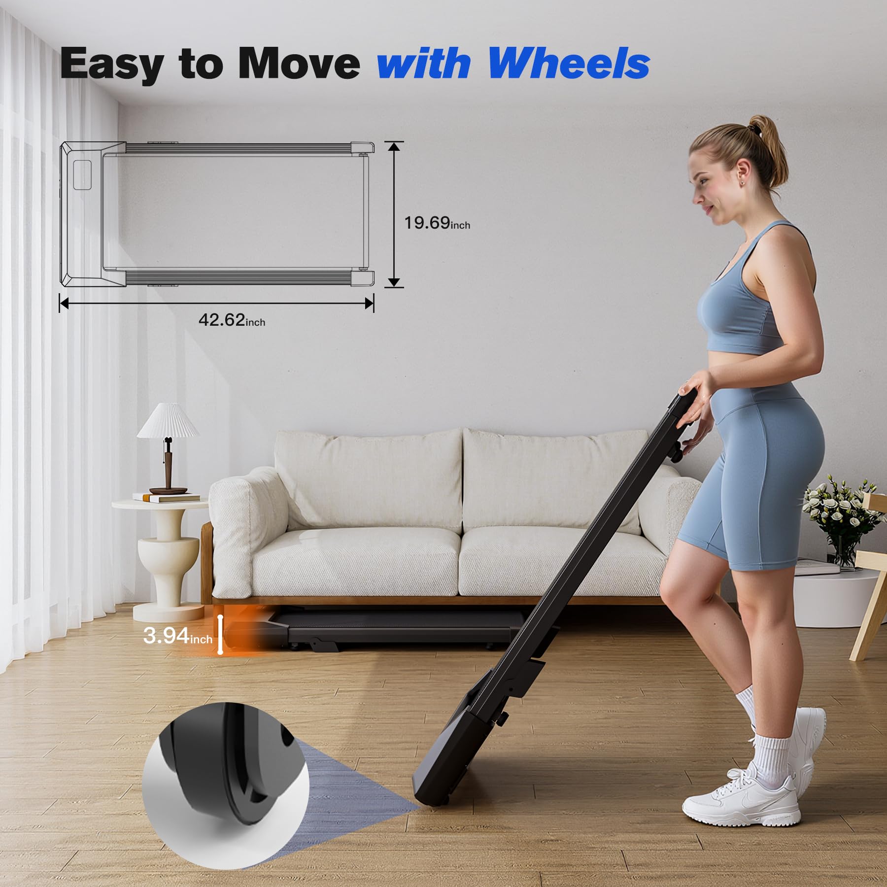 Superun BA16 Under Desk Treadmill,Walking Pad（belt length: 90cm）（199874286037）