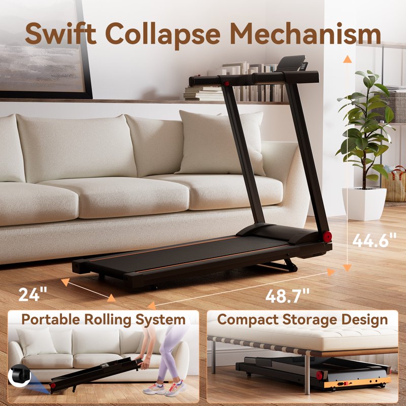 MJWW 4-in-1 Treadmills for Home with Incline and Handles, Folding Treadmill Running Machine for Small Spaces 300 LB 3.0 HP 7.5 MPH Foldable Treadmill with Smart APP（AS03R-A）