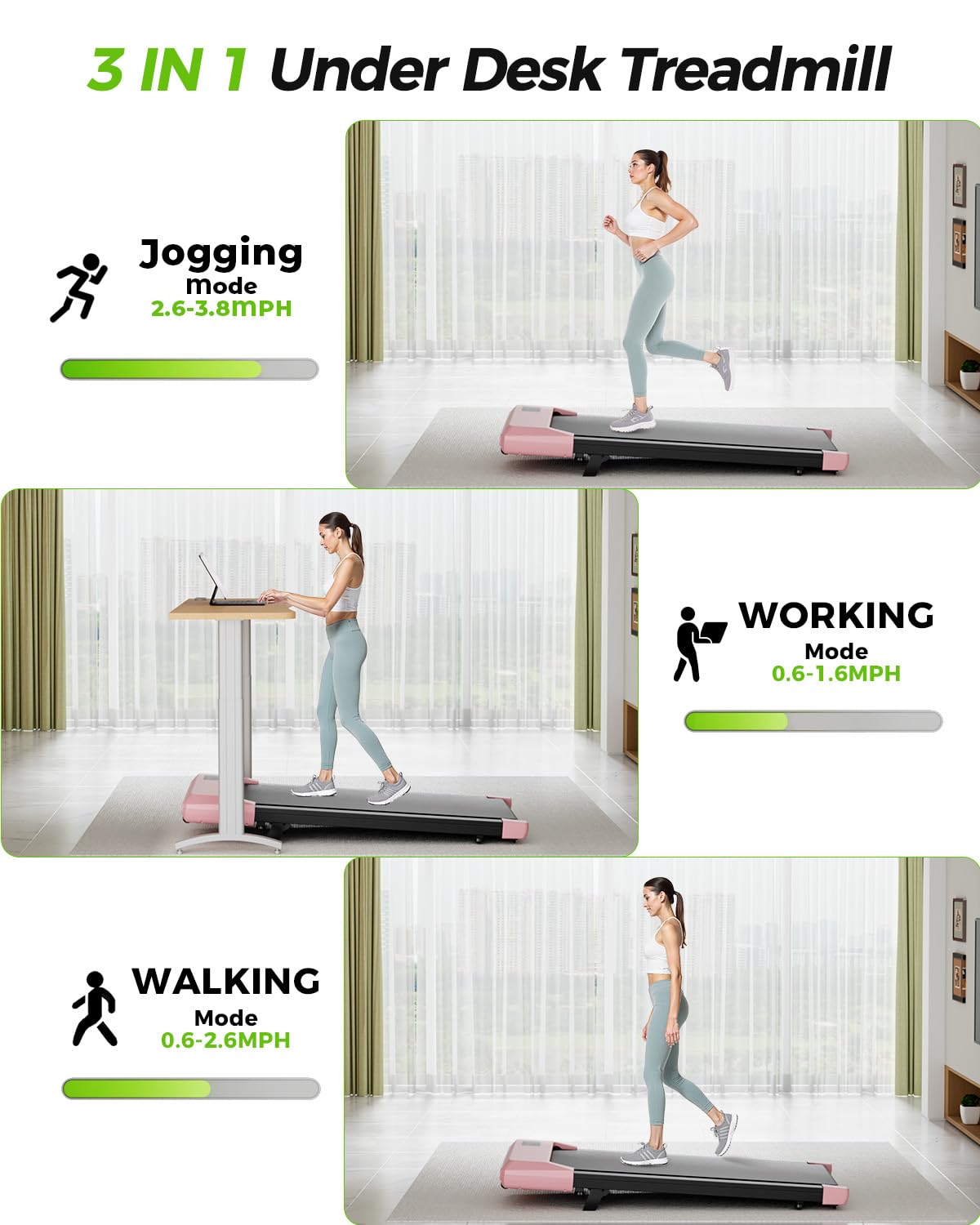 Superun® BA16 Under Desk Treadmill,Walking Pad（belt length: 90cm）（199874670034; 199874510422）