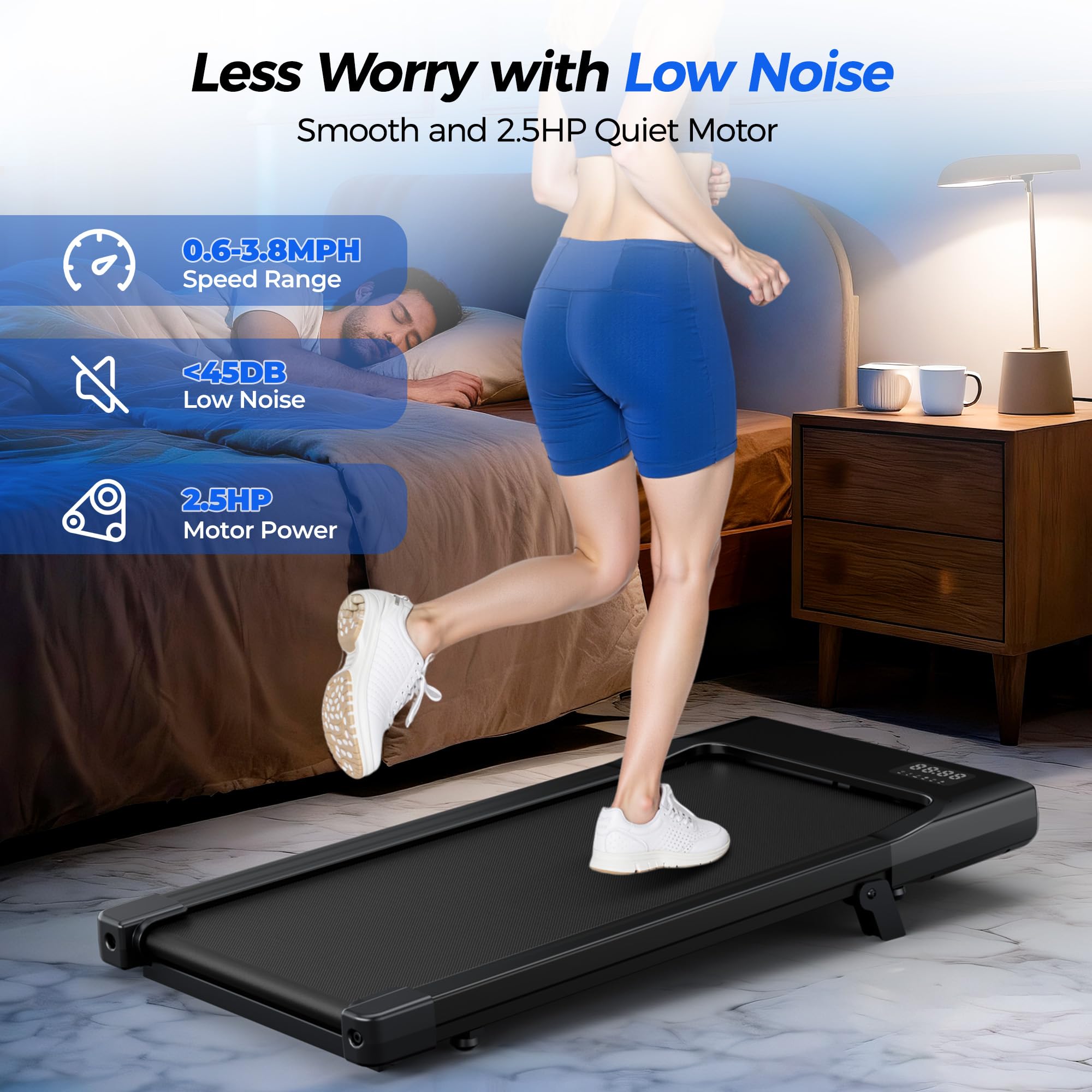 Superun BA09 Under Desk Treadmill,Walking Pad（belt length: 90cm）（694743407570；769261721184）