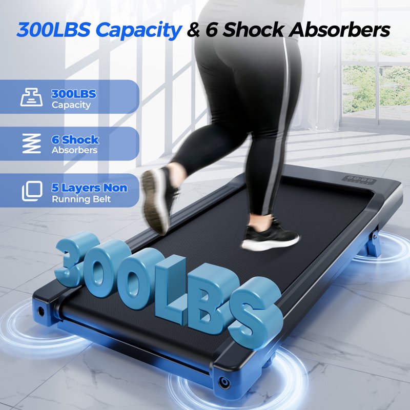 MJWW 6% Walking Pad with Incline,No-Assembly Walking pad Treadmill with APP and Remote Control,LED Display,2.5 HP Quiet Under Desk Treadmills,300 lbs Capacity（BA09-B）