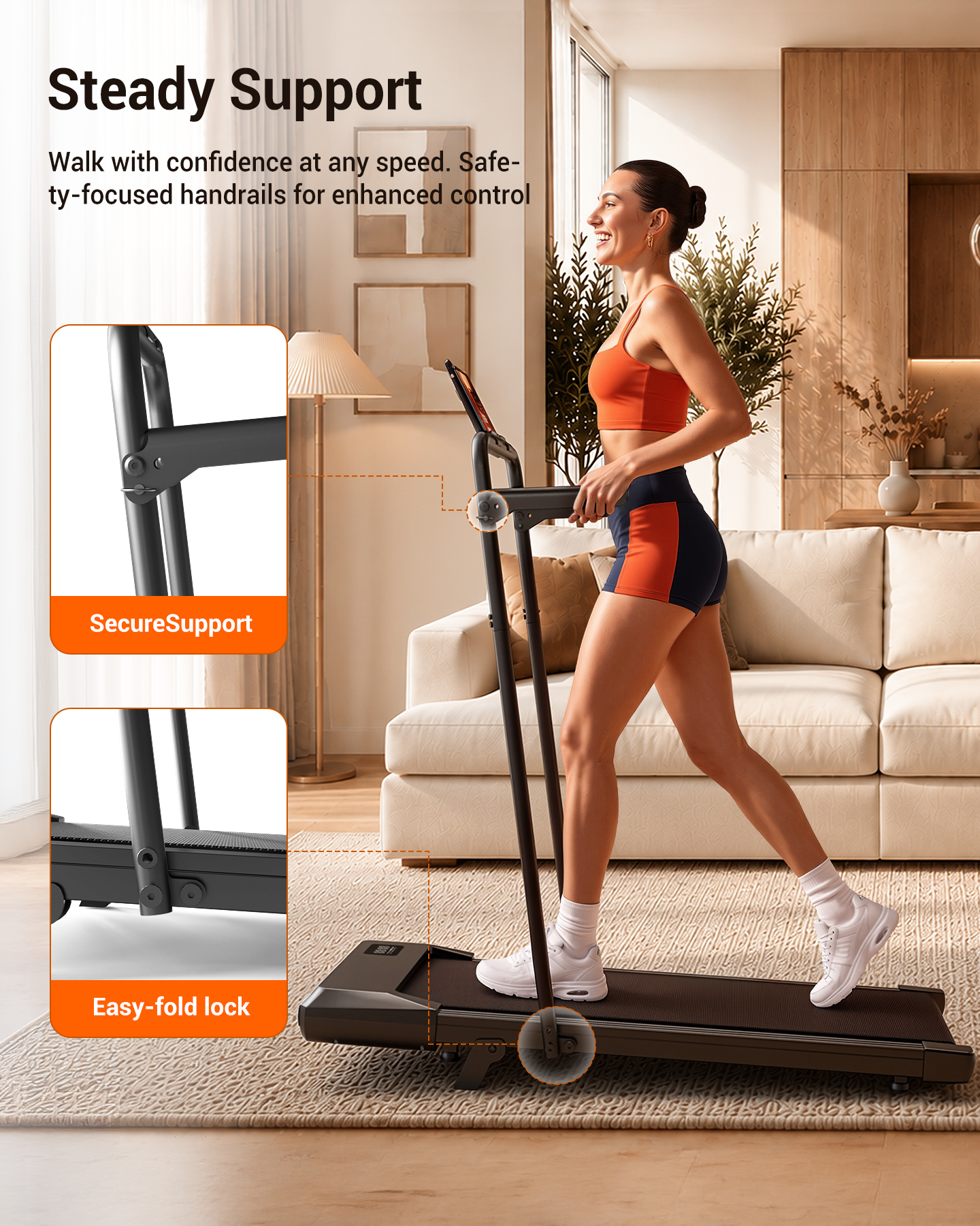 Superun Under Desk Walking Pad Treadmill – Compact Incline Home Office Fitness Walking Machine – BA16