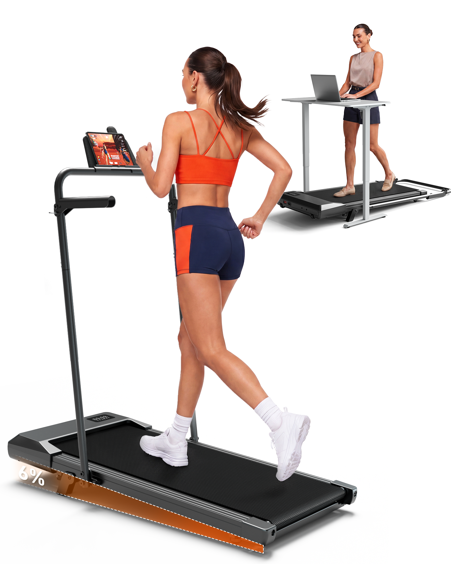 Superun Under Desk Walking Pad Treadmill – Compact Incline Home Office Fitness Walking Machine – BA16