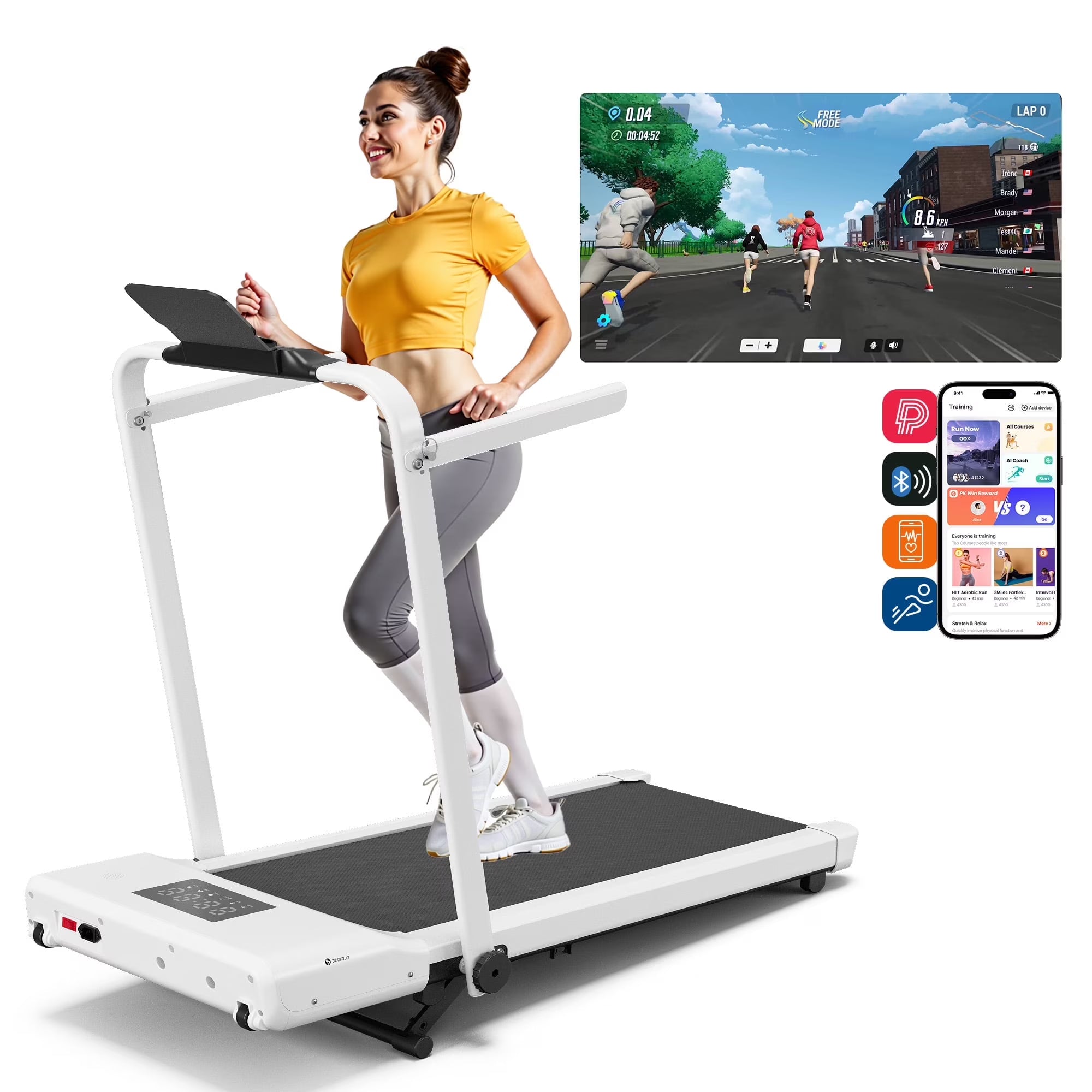 MJWW 3 in 1 Folding Treadmills for Home, 3.0HP Powerful and Quiet Under Desk Treadmill, 300 lbs Capacity Foldable Walking Pad Treadmill with Remote Control and Space Saving, Free Installation（CT03B）