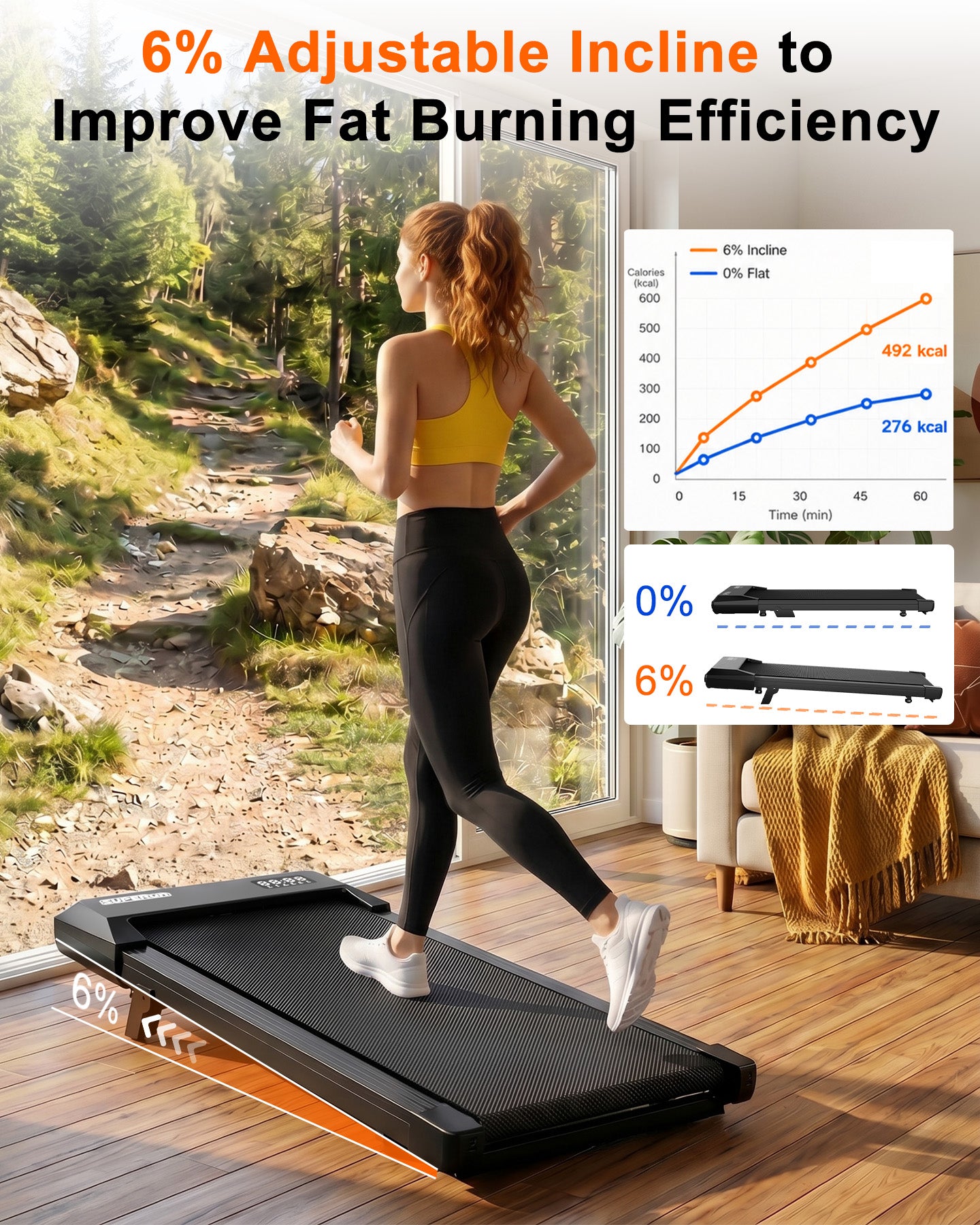 Superun Under Desk Walking Pad Treadmill – Compact Incline Home Office Fitness Walking Machine – BA16