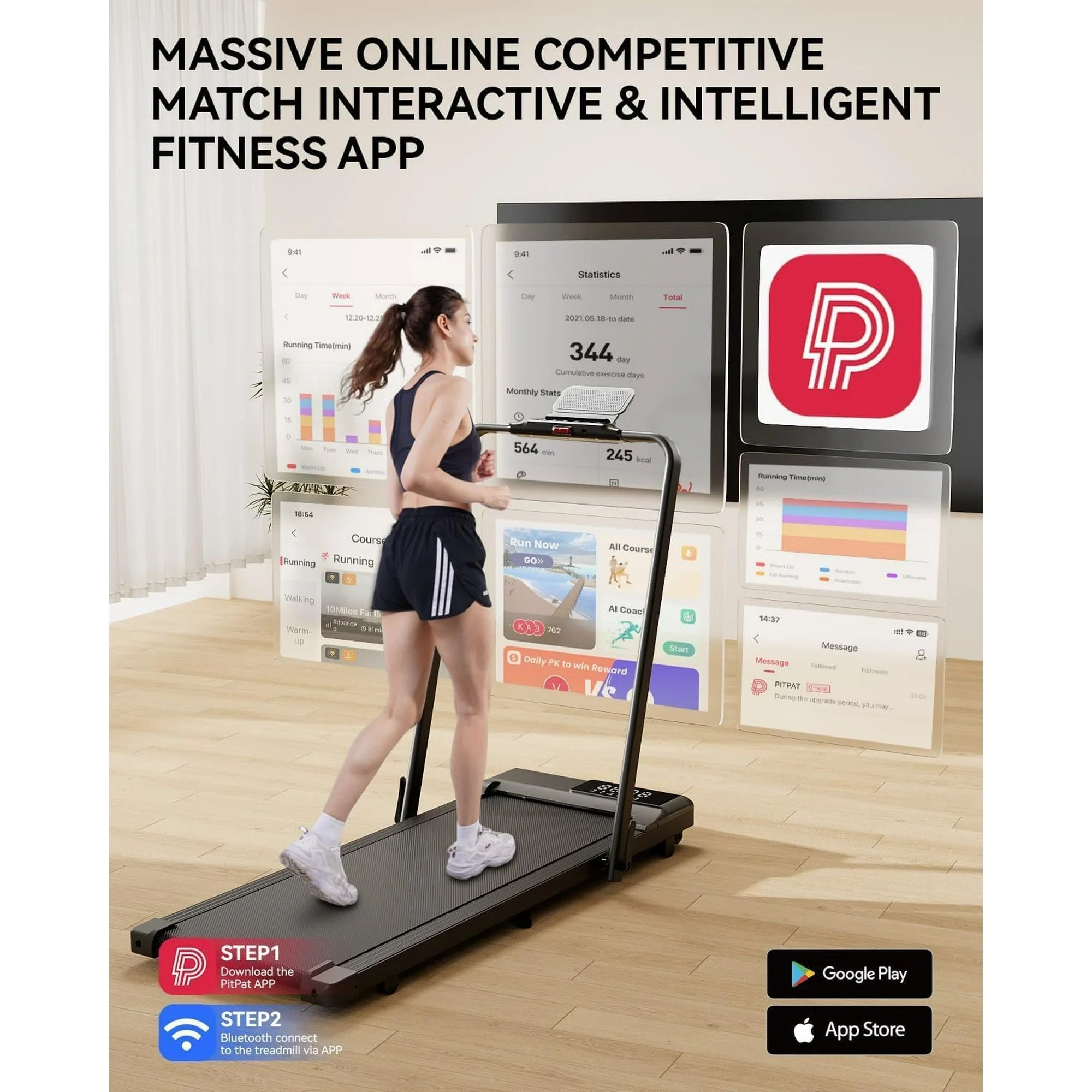 MJWW Folding Treadmill for Home,3 in 1 Under Desk Treadmill for Home&Office,Speed Range 7.5mph,300lbs Weight Capacity（CT05）