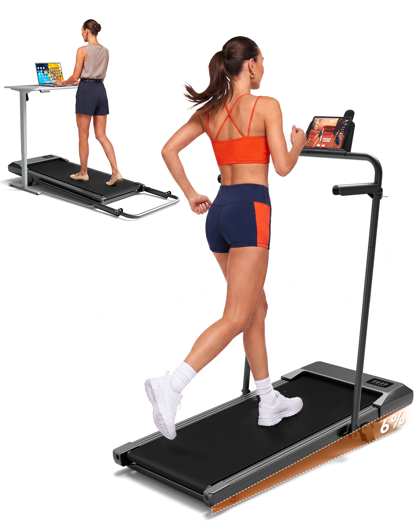 Superun Under Desk Walking Pad Treadmill – Compact Incline Home Office Fitness Walking Machine – BA16