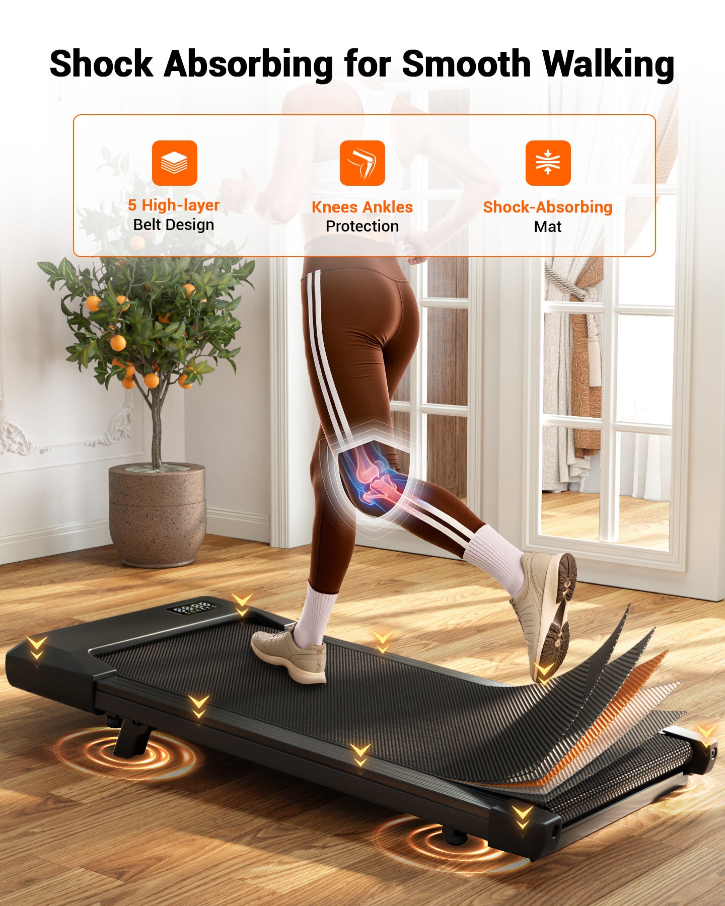 MJWW Walking Pad with 6% Incline, Under Desk Treadmill, 3 in 1 Portable Treadmill with Remote Control LED Display, 2.5 HP Quiet Walking Jogging Machine for Office Home Use, 300 Lbs Capacity（BA10-B）