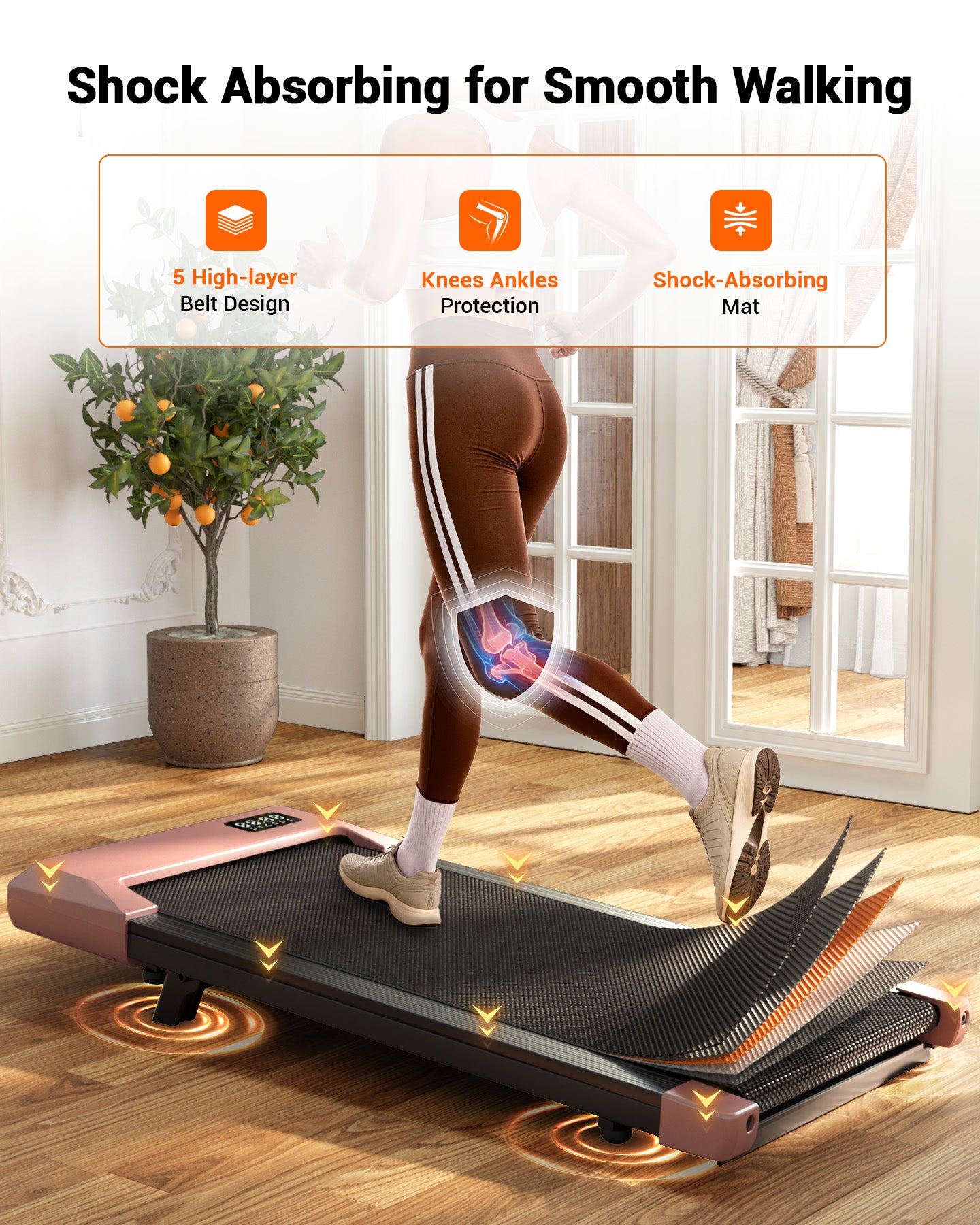 MJWW Walking Pad with 6% Incline, Under Desk Treadmill, 3 in 1 Portable Treadmill with Remote Control LED Display, 2.5 HP Quiet Walking Jogging Machine for Office Home Use, 300 Lbs Capacity（BA10-B）