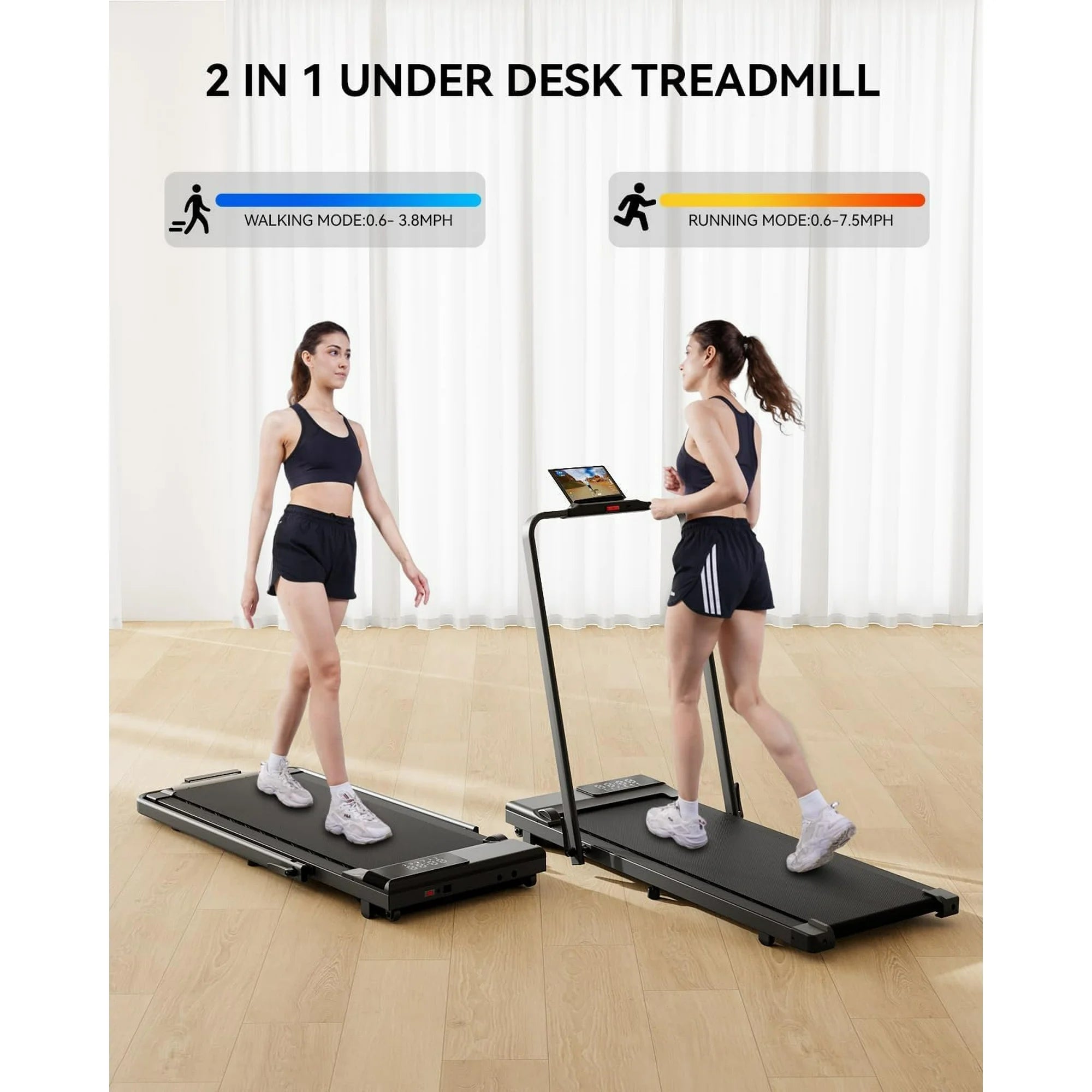 MJWW Folding Treadmill for Home,3 in 1 Under Desk Treadmill for Home&Office,Speed Range 7.5mph,300lbs Weight Capacity（CT05）
