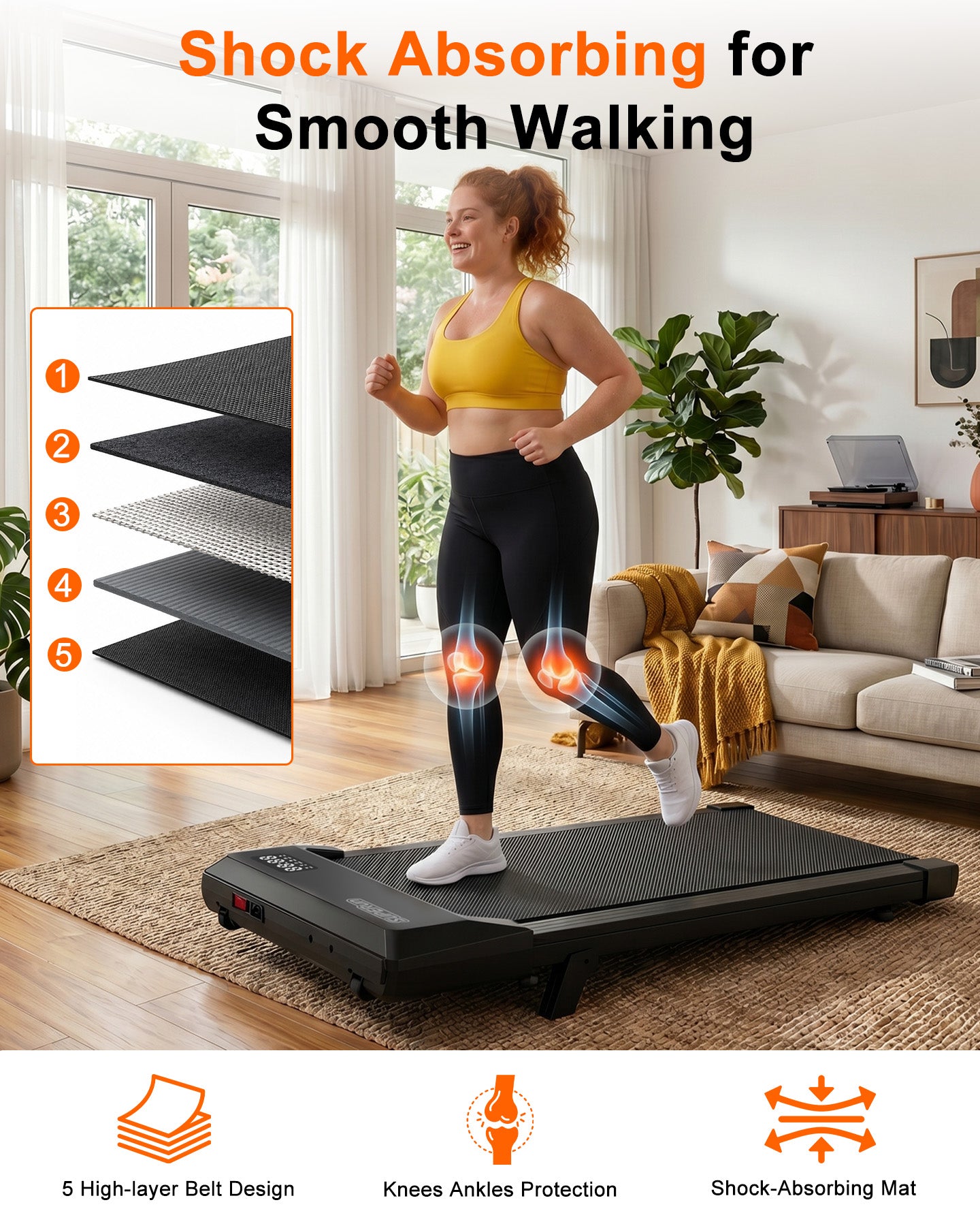 Superun Under Desk Walking Pad Treadmill – Compact Incline Home Office Fitness Walking Machine – BA16