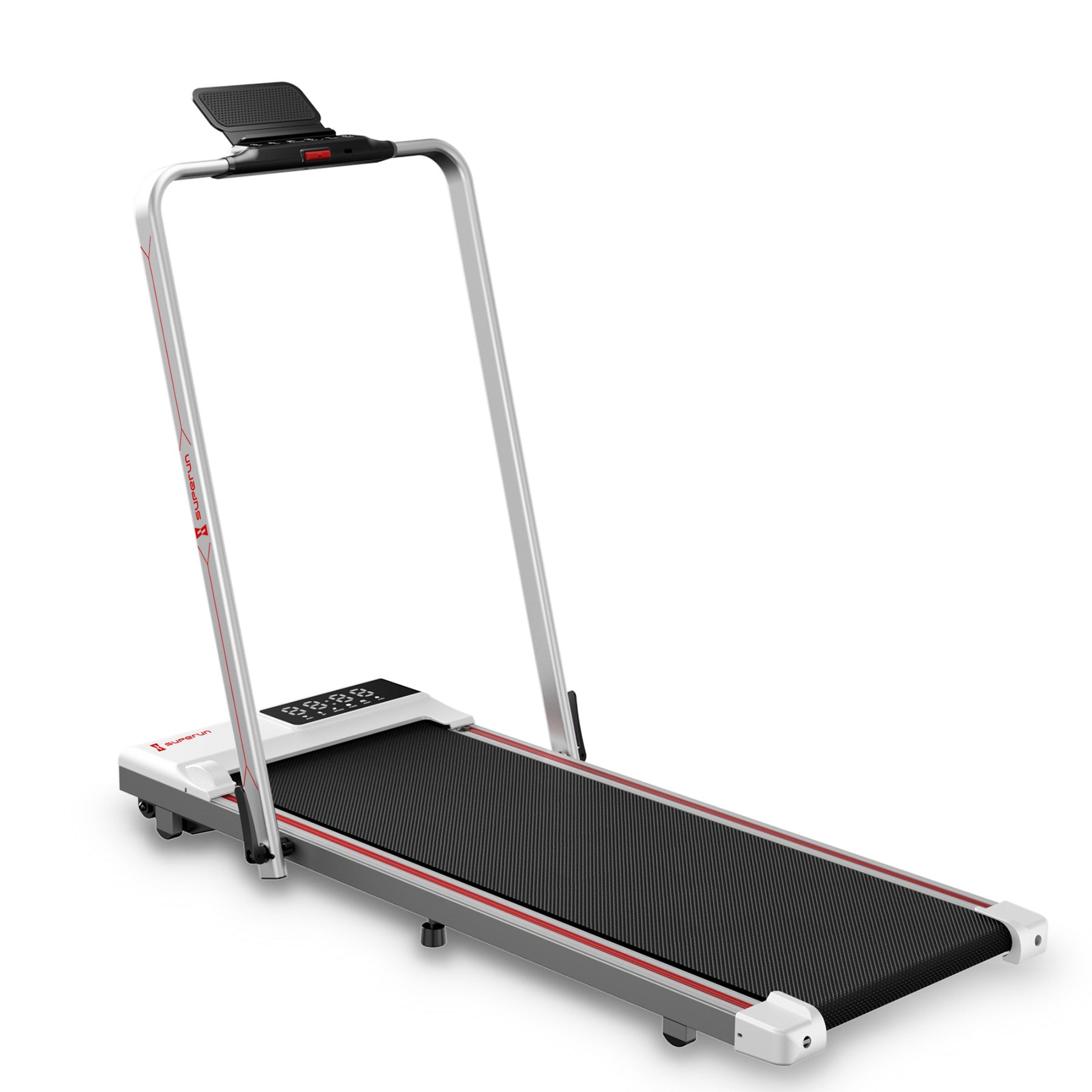 SupeRun® CT04 Foldable 2 in 1 Smart Walking Pad Treadmill with Handrail - Red