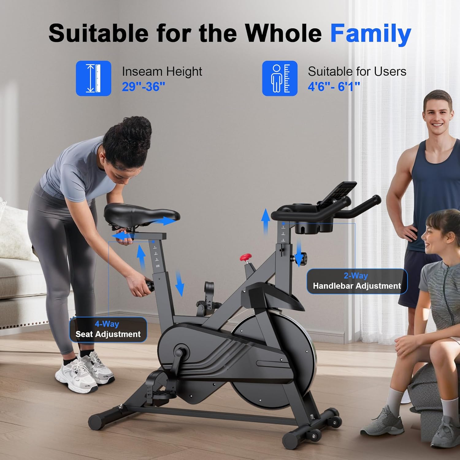 Superun Exercise Bike, Stationary Bikes for Home Gym with 32-Level Magnetic Resistance, 300LBS Capacity Indoor Cycling Bike with Comfortable Seat, LED Display