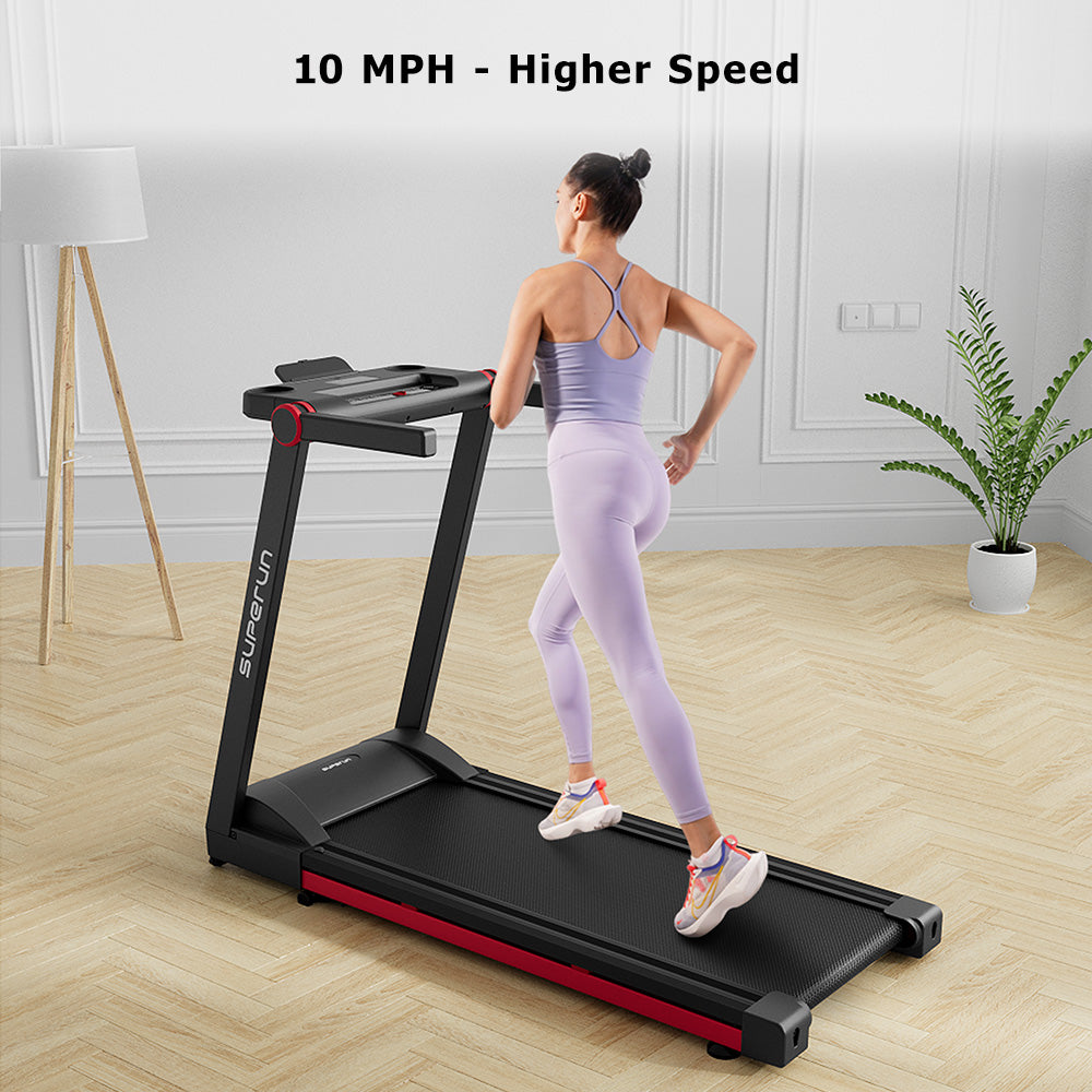 SupeRun AS02 Inclined Foldable Smart 10 MPH Online Racing Treadmill Red