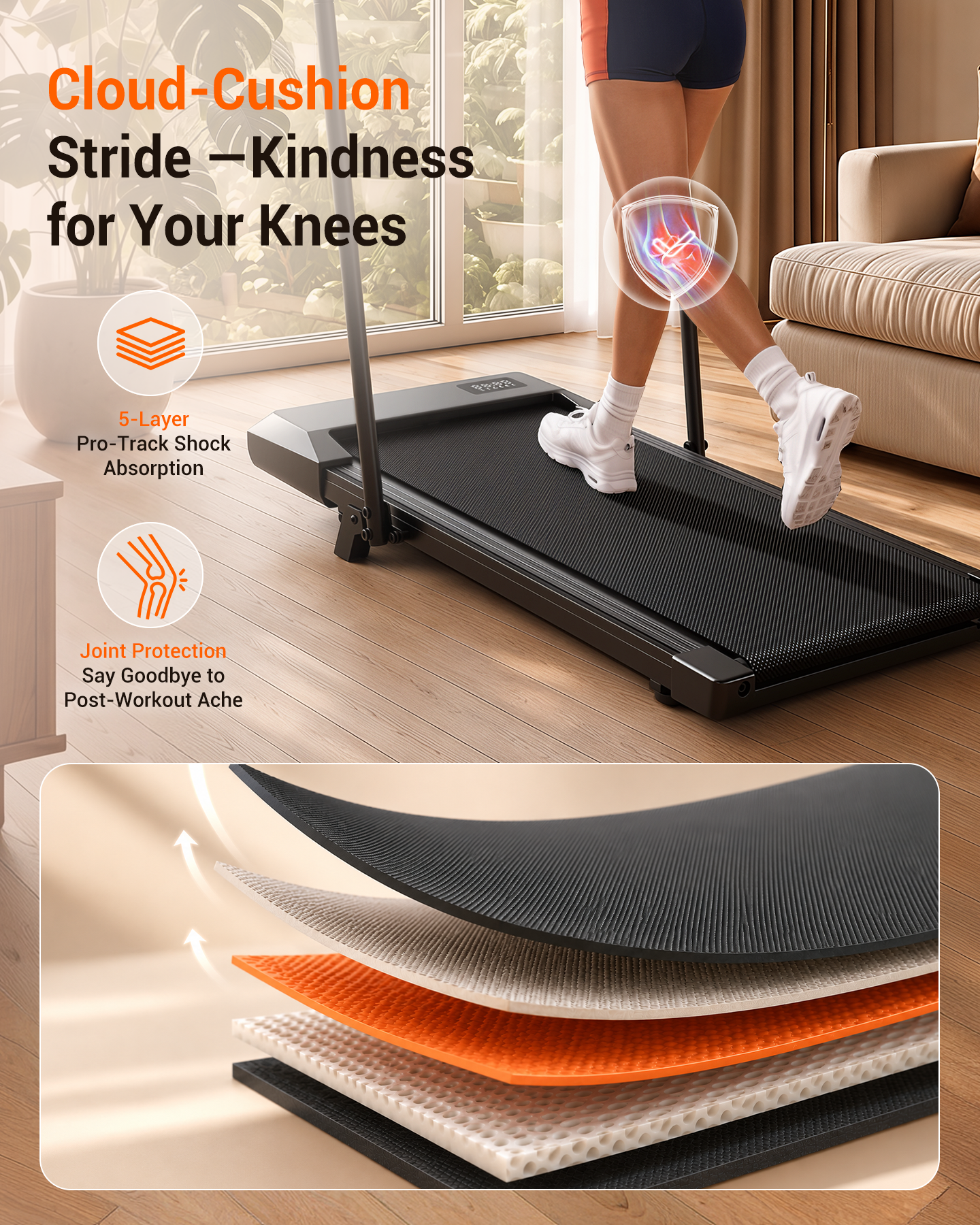 Superun Under Desk Walking Pad Treadmill – Compact Incline Home Office Fitness Walking Machine – BA16
