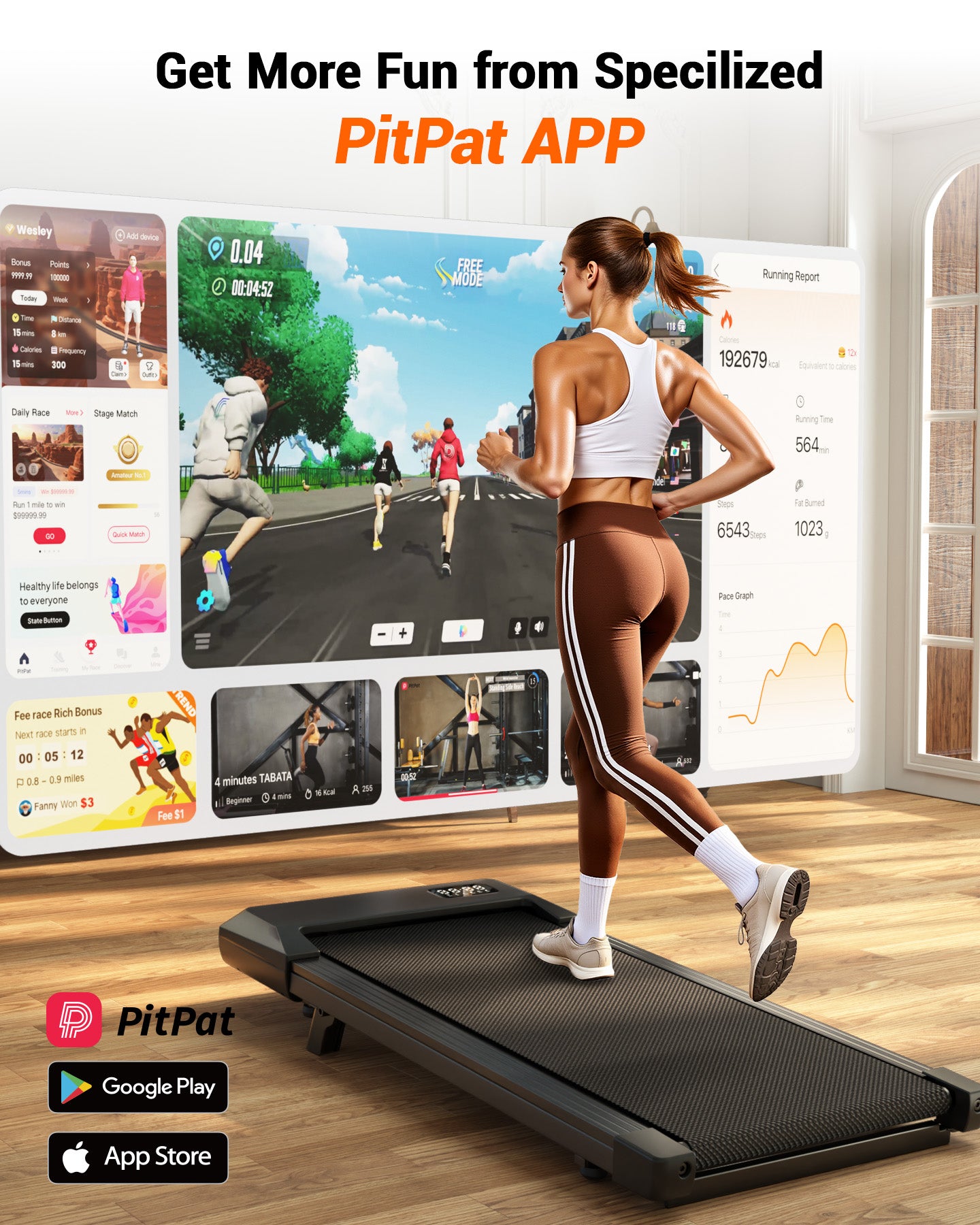 MJWW Walking Pad with 6% Incline, Under Desk Treadmill, 3 in 1 Portable Treadmill with Remote Control LED Display, 2.5 HP Quiet Walking Jogging Machine for Office Home Use, 300 Lbs Capacity（BA10-B）