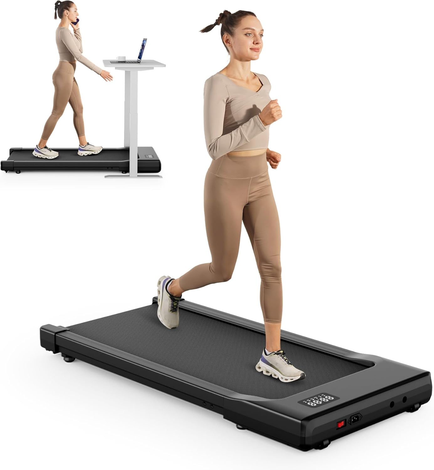SupeRun Walking Pad, Under Desk Treadmill, 3 in 1 Portable Treadmill with Remote Control LED Display, 2.5 HP Quiet Walking Jogging Machine for Office Home Use, 250 Lbs Capacity