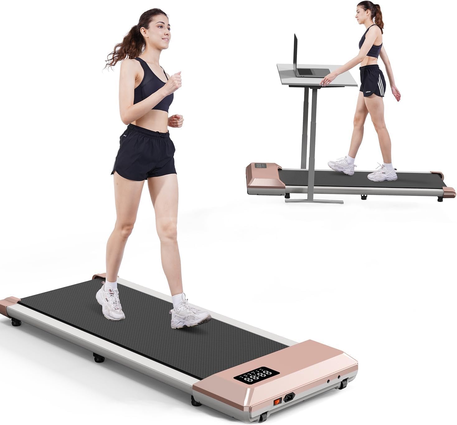 SupeRun Walking Pad, Under Desk Treadmill, 3 in 1 Portable Treadmill with Remote Control LED Display, 2.5 HP Quiet Walking Jogging Machine for Office Home Use, 250 Lbs Capacity