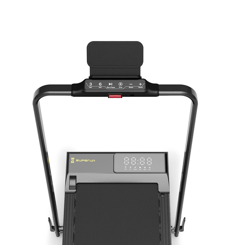 SupeRun® CT04 Foldable 2 in 1 Smart Walking Pad Treadmill with Handrail - Black